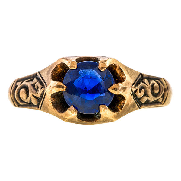 Art Deco Solitaire Ring, Sapphire 1.20ct. sold by Doyle & Doyle an antique & vintage jewelry boutique.