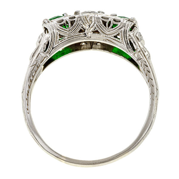 Vintage Diamond & Emerald Ring sold by Doyle & Doyle an antique and vintage jewelry boutique.