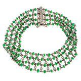 Estate Emerald Bead & Diamond Bracelet sold by Doyle and Doyle an antique and vintage jewelry boutique.