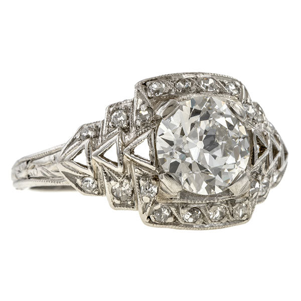 Vintage Engagement Ring, Old Euro 1.18ct. sold by Doyle and Doyle and antique and vintage jewelry boutique.
