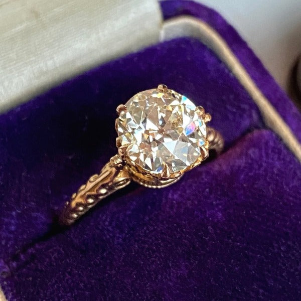 Vintage Diamond Engagement Ring European Cut 2.15ct yellow gold from Doyle & Doyle
