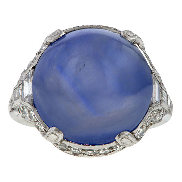 Art Deco Star Sapphire & Diamond Ring