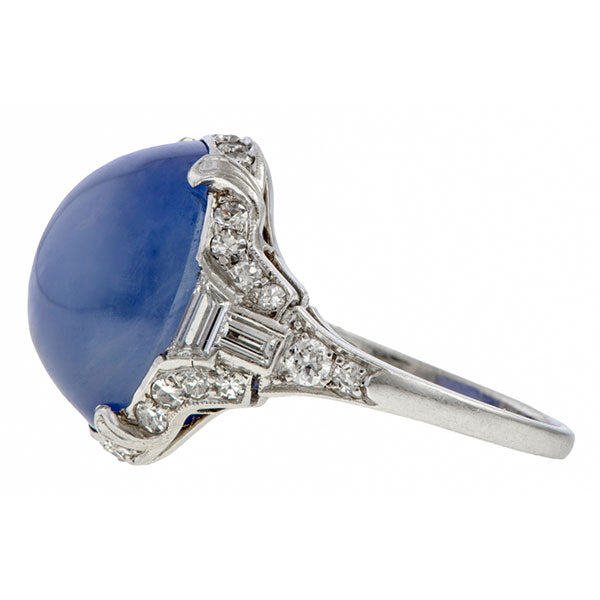 Art Deco Star Sapphire & Diamond Ring