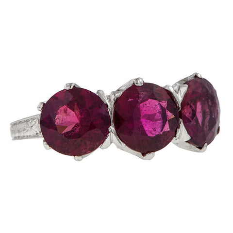 Vintage Pink Tourmaline Three Stone Ring