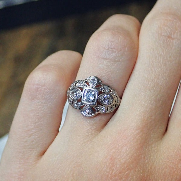 Art Deco platinum diamond cluster ring from Doyle & Doyle 110445R
