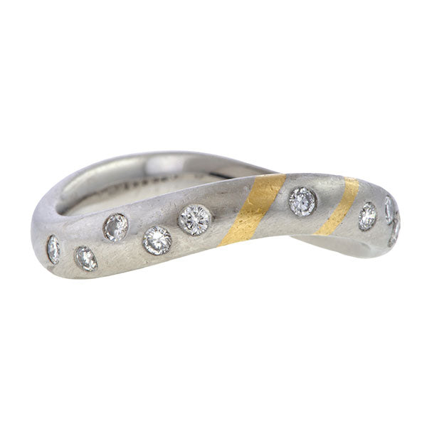 Vintage Two-toned Diamond Band sold by Doyle and Doyle an antique and vintage jewelry boutique