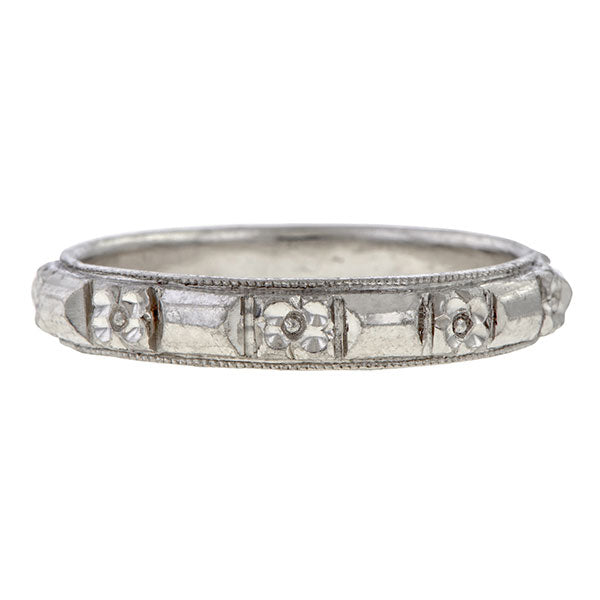 Vintage Patterned Platinum Band sold by Doyle and Doyle an antique and vintage jewelry boutique