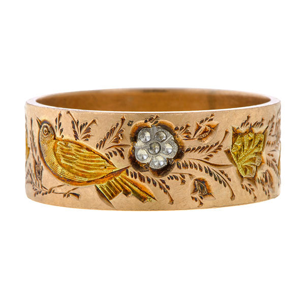 Vintage Wide Floral Band sold by Doyle and Doyle an antique and vintage jewelry boutique