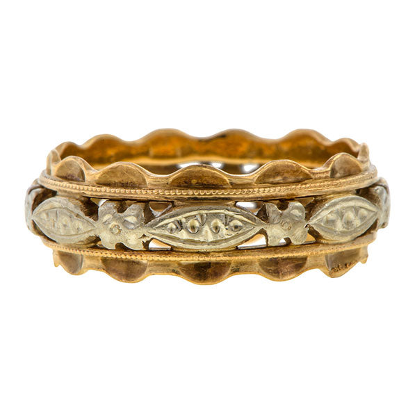 Vintage Patterned Gold Wedding Band Ring  sold by Doyle and Doyle an antique and vintage jewelry boutique