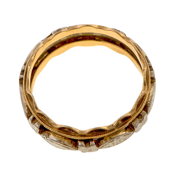 Vintage Patterned Gold Wedding Band Ring sold by Doyle and Doyle an antique and vintage jewelry boutique