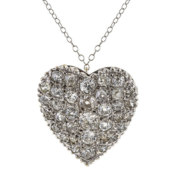 Vintage Diamond Heart Pin Pendant sold by Doyle and Doyle an antique and vintage jewelry boutique.