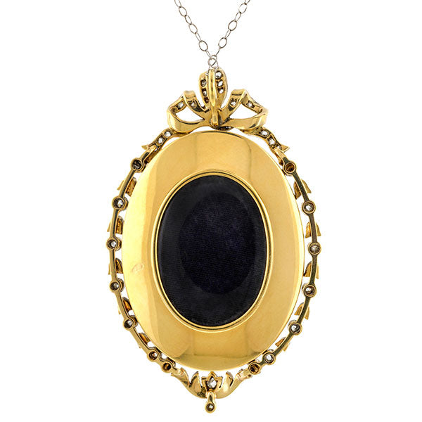 Edwardian Enamel & Rose Cut Diamond Locket sold by Doyle and Doyle an antique and vintage jewelry boutique. 