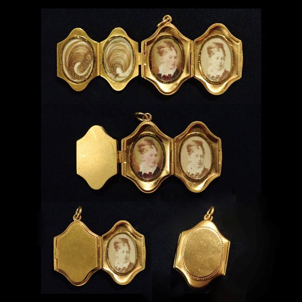Victorian Multipage Locket Pendant sold by Doyle and Doyle an antique and vintage jewelry boutique.