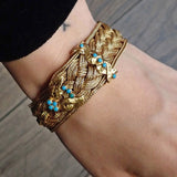 Victorian Turquoise Braided Bracelet sold by Doyle and Doyle an antique and vintage jewelry boutique.