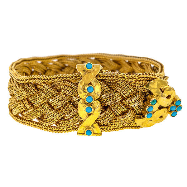 Victorian Turquoise Braided Bracelet sold by Doyle and Doyle an antique and vintage jewelry boutique.