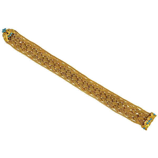 Victorian Turquoise Braided Bracelet sold by Doyle and Doyle an antique and vintage jewelry boutique.