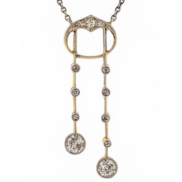 Art Deco Diamond Lavalier Necklace sold by Doyle and Doyle an antique and vintage jewelry boutique.
