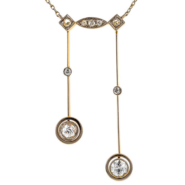 Art Deco Diamond Lavalier Necklace sold  by Doyle and Doyle and antique and vintage jewelry boutique.
