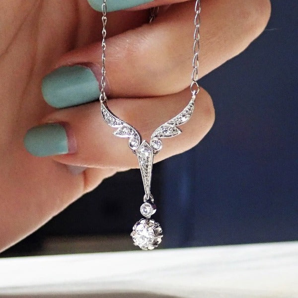 Art Deco Diamond Lavalier Necklace from Doyle & Doyle