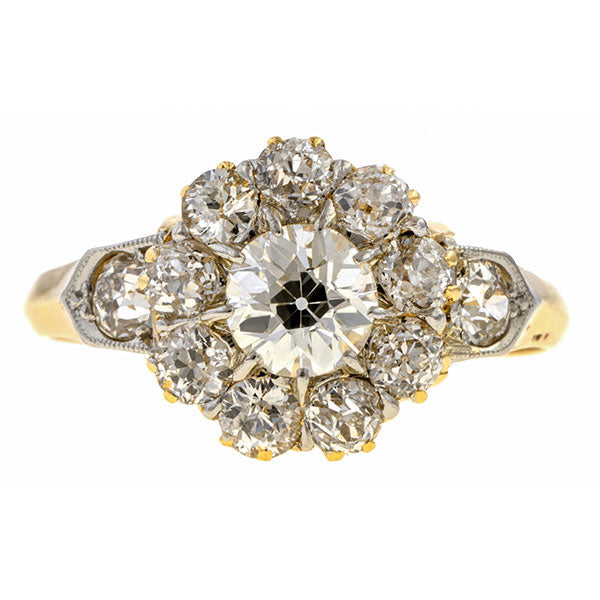 Victorian Diamond Cluster Ring. Old Euro. 0.55ct. sold by Doyle & Doyle an antique & vintage jewelry boutique.