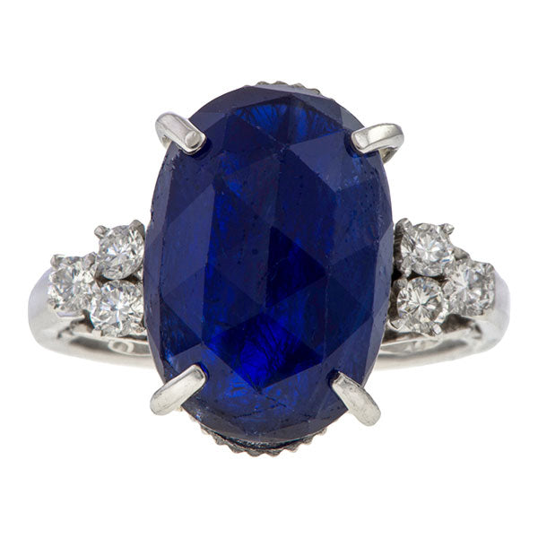 Estate Sapphire & Diamond Ring sold by Doyle and Doyle an antique and vintage jewelry boutique.