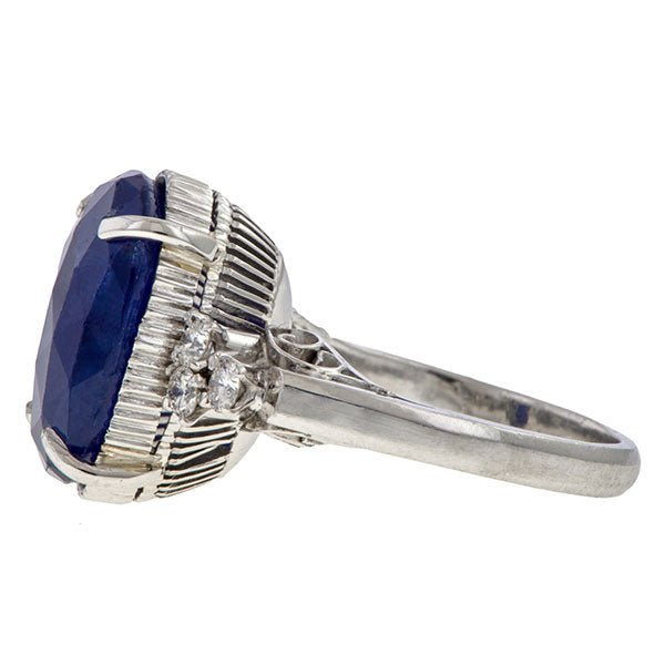 Estate Sapphire & Diamond Ring sold by Doyle and Doyle an antique and vintage jewelry boutique.