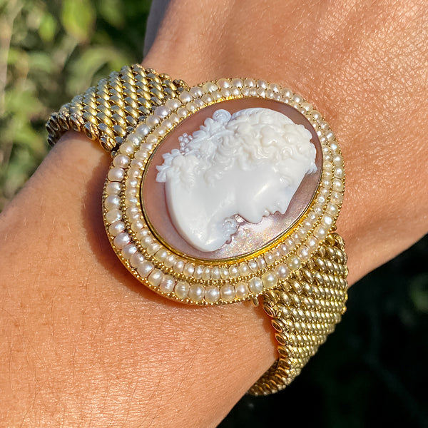 Victorian Hardstone Cameo Bracelet sold by Doyle and Doyle an antique and vintage jewelry boutique