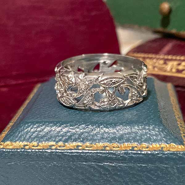 Vintage Patterned Diamond Wedding sold by Doyle and Doyle an antique and vintage jewelry boutique