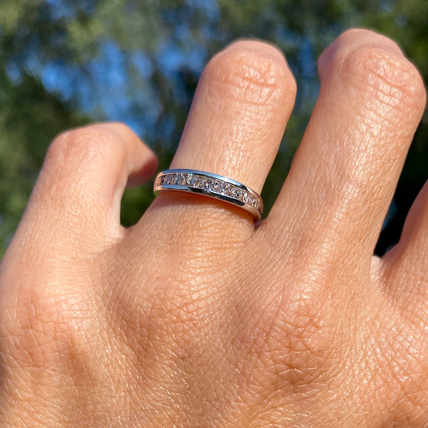 Vintage Diamond Wedding Band sold by Doyle and Doyle an antique and vintage jewelry boutique