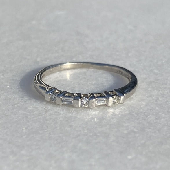 Vintage Diamond Wedding Band Ring sold by Doyle & Doyle an antique and vintage jewelry boutique.