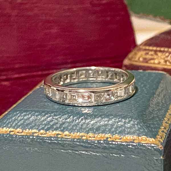 Estate Carre cut Diamond Eternity Band sold by Doyle and Doyle an antique and vintage jewelry boutique