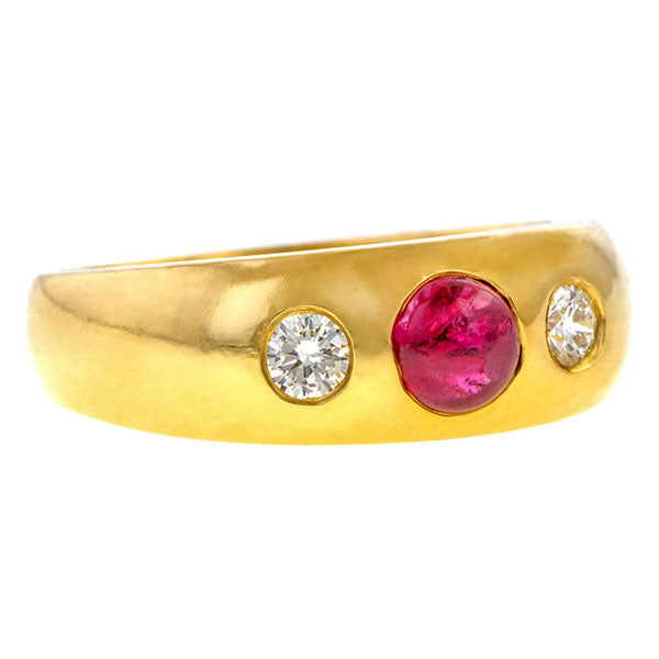 Vintage Cabochon Ruby & Diamond Ring  sold by Doyle and Doyle an antique and vintage jewelry boutique