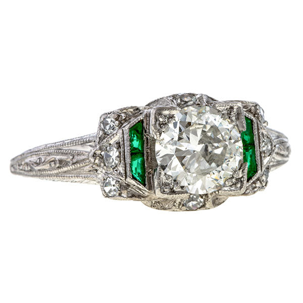 Art Deco Diamond & Emerald Ring sold by Doyle and Doyle an antique and vintage jewelry boutique