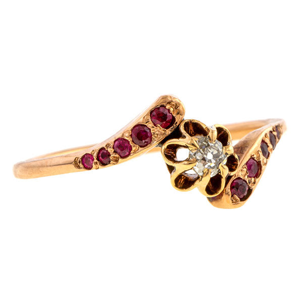 Antique Diamond & Ruby Bypass Ring sold by Doyle and Doyle an antique and vintage jewelry boutique