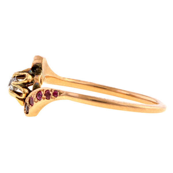 Antique Diamond & Ruby Bypass Ring sold by Doyle and Doyle an antique and vintage jewelry boutique