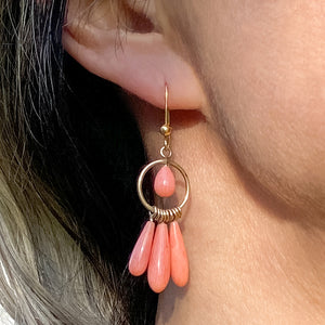 Antique Coral Drop Earrings sold by Doyle and Doyle an antique and vintage jewelry boutique