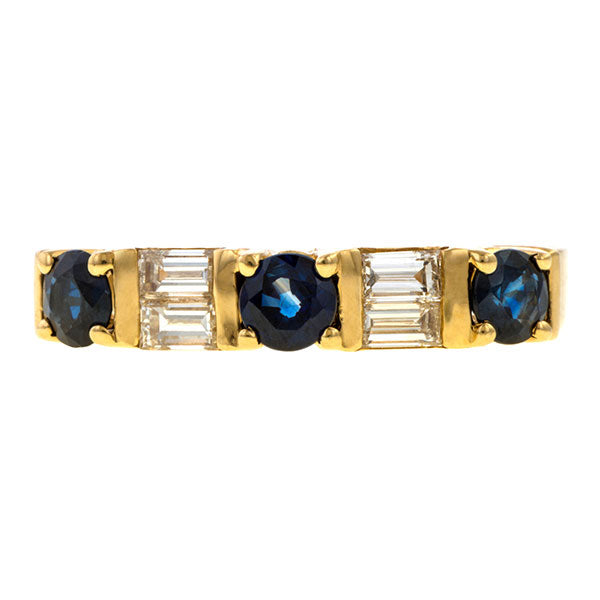 Estate Sapphire & Diamond Four Ring Stack sold by Doyle and Doyle an antique and vintage jewelry boutique