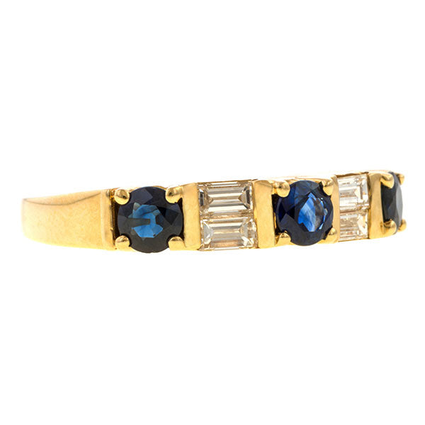Estate Sapphire & Diamond Four Ring Stack sold by Doyle and Doyle an antique and vintage jewelry boutique