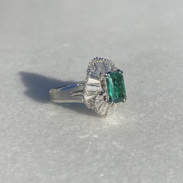 Vintage Emerald & Diamond Ring sold by Doyle & Doyle an antique Nd vintage jewelry boutique.