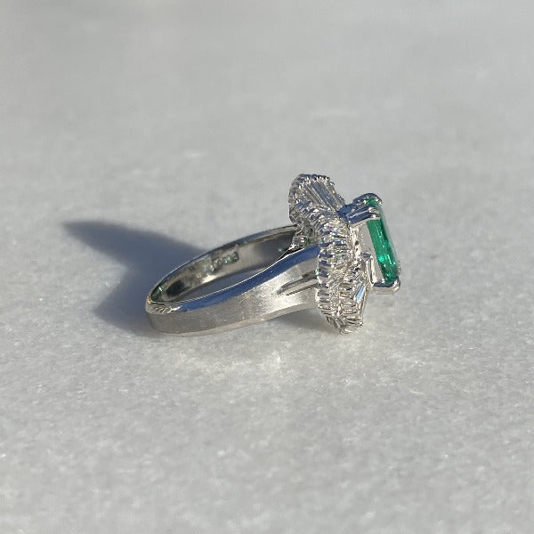 Vintage Emerald & Diamond Ring sold by Doyle & Doyle an antique and vintage jewelry boutique.