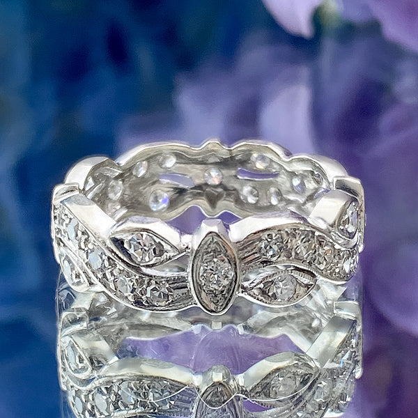 Vintage Patterned Diamond Eternity Band sold by Doyle and Doyle an antique and vintage jewelry boutique