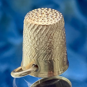 Vintage Gold Thimble Charm Pendant sold by Doyle and Doyle an antique and vintage jewelry boutique