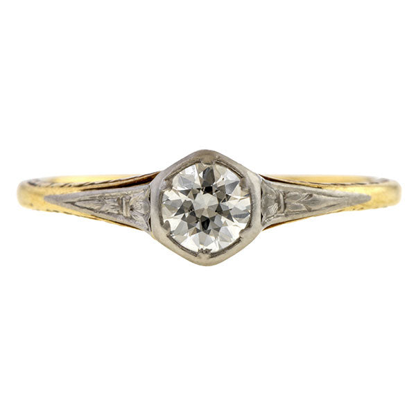 Vintage Engagement Ring, Old Euro. 0.35ct sold by Doyle and Doyle an antique and vintage jewelry boutique 