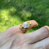 Art Nouveau Baroque Pearl & Diamond Ring sold by Doyle and Doyle an antique and vintage jewelry boutique.