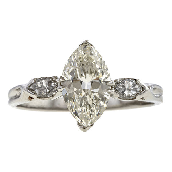 Vintage Engagement Ring, MQ 1.25ct sold by Doyle and Doyle an antique and vintage jewelry boutique
