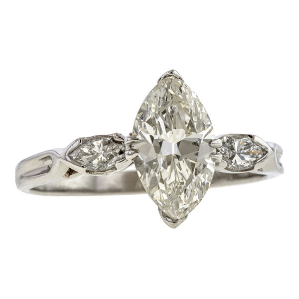 Vintage Engagement Ring, MQ 1.25ct sold by Doyle and Doyle an antique and vintage jewelry boutique