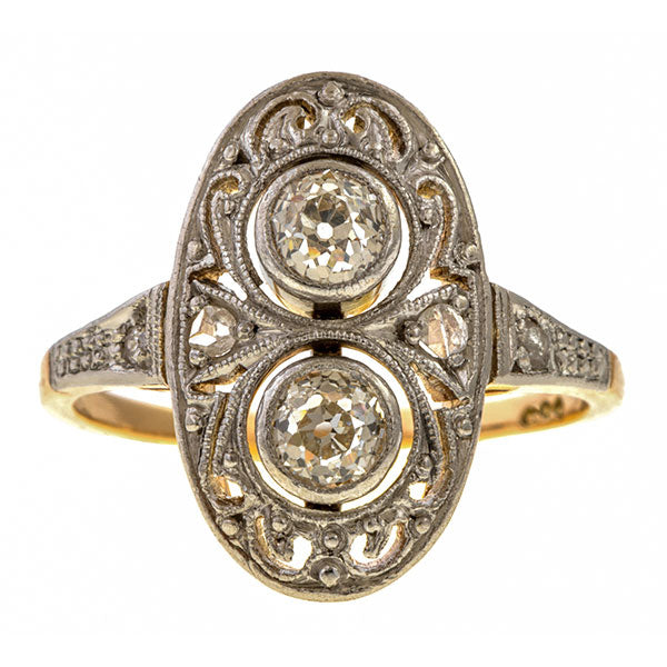 Vintage Twin Stone Dinner Ring sold by Doyle and Doyle an antique and vintage jewelry boutique