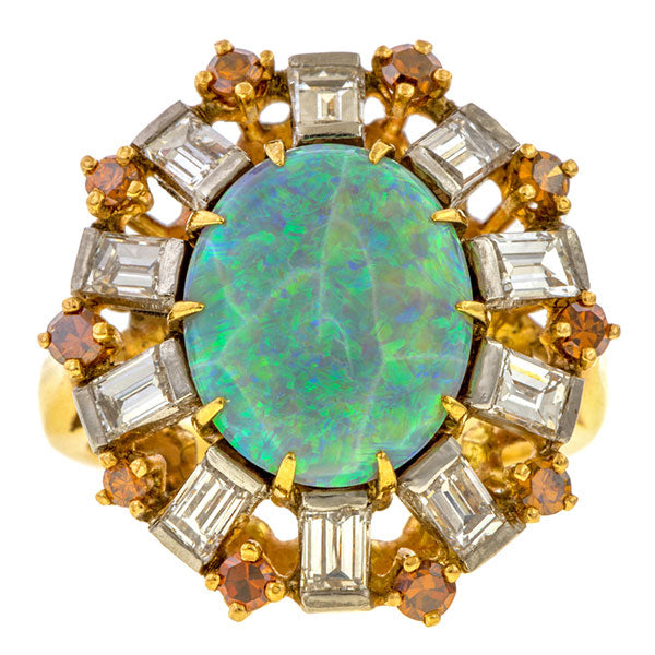 Vintage Opal Diamond & Citrine Ring sold by Doyle and Doyle an antique and vintage jewelry boutique