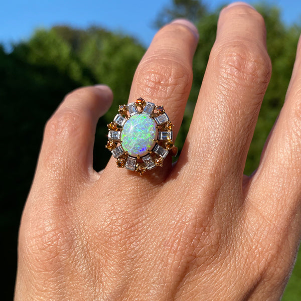 Vintage Opal Diamond & Citrine Ring sold by Doyle and Doyle an antique and vintage jewelry boutique