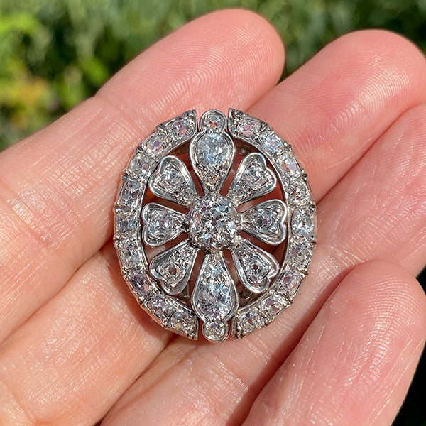 Antique Old European Diamond Brooch sold by Doyle and Doyle an antique and vintage jewelry boutique